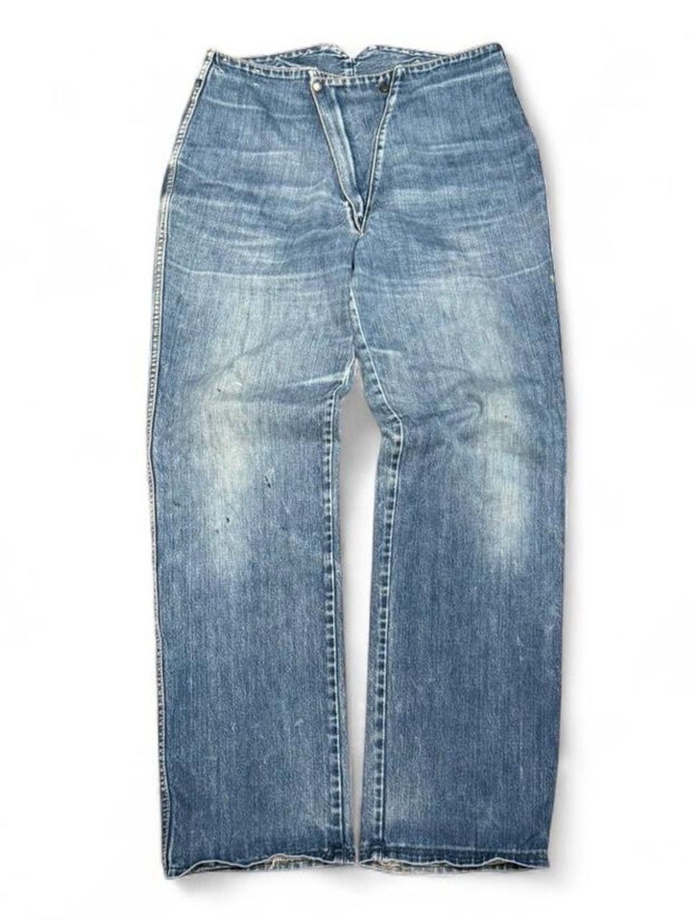 Vintage 80s Fancy Ass Buckle Crossover Waistband Bootcut Jeans